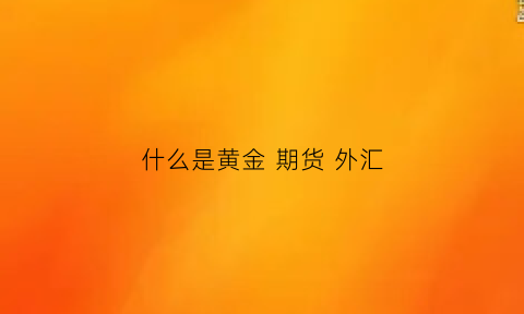 什么是黄金 期货 外汇